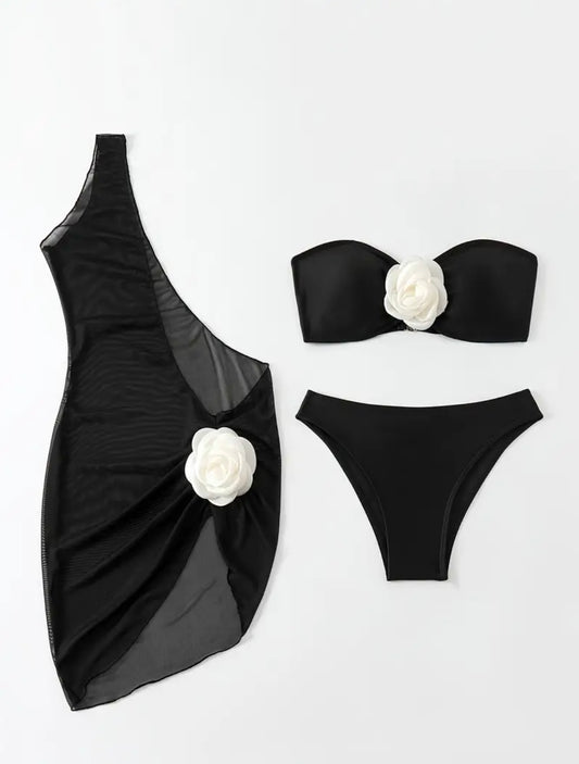 “Black Rose” 3 Piece Swimsuit