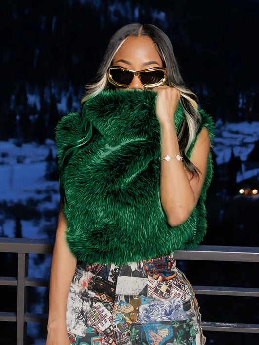 “Velvet Furr” Green Top