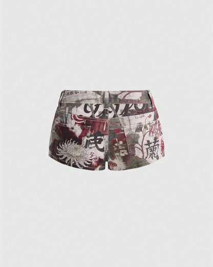 “China Town” Multicolor Denim Shorts