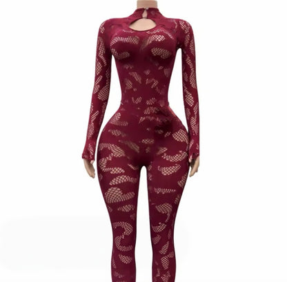 “Abstract” Burgundy Jumpsuit