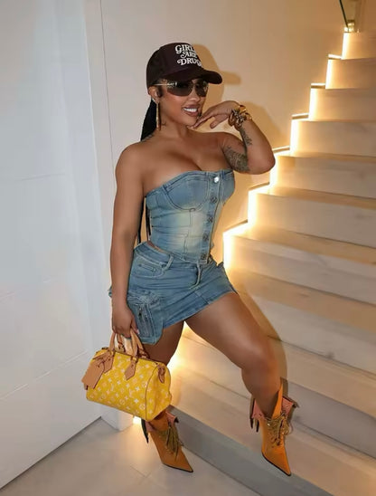 “Darla Denim” Black Jean 2 Piece Set