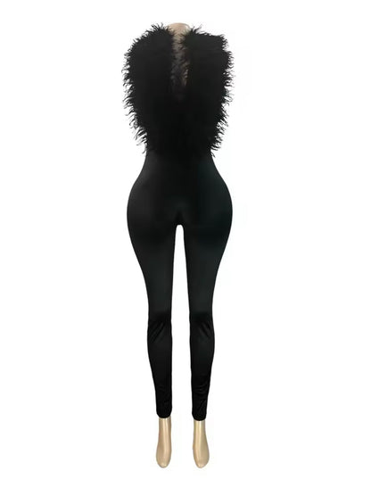“Fancy Furr” Black Jumpsuit