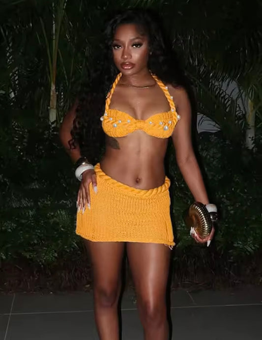 “Nari Knit” Yellow 2 Piece Set