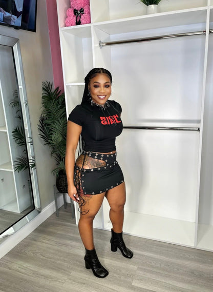 “Shot o Clock” Black Skirt