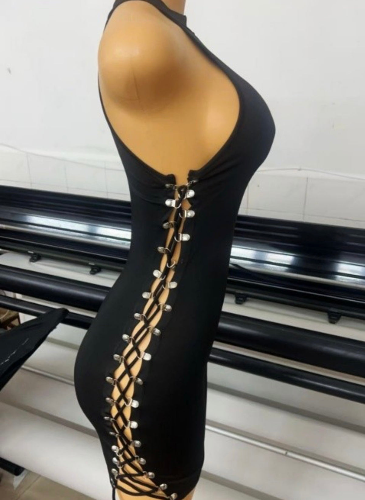 “Stamped” Black Dress