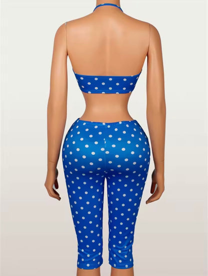 “Polka Mami” Blue 2 Piece Set