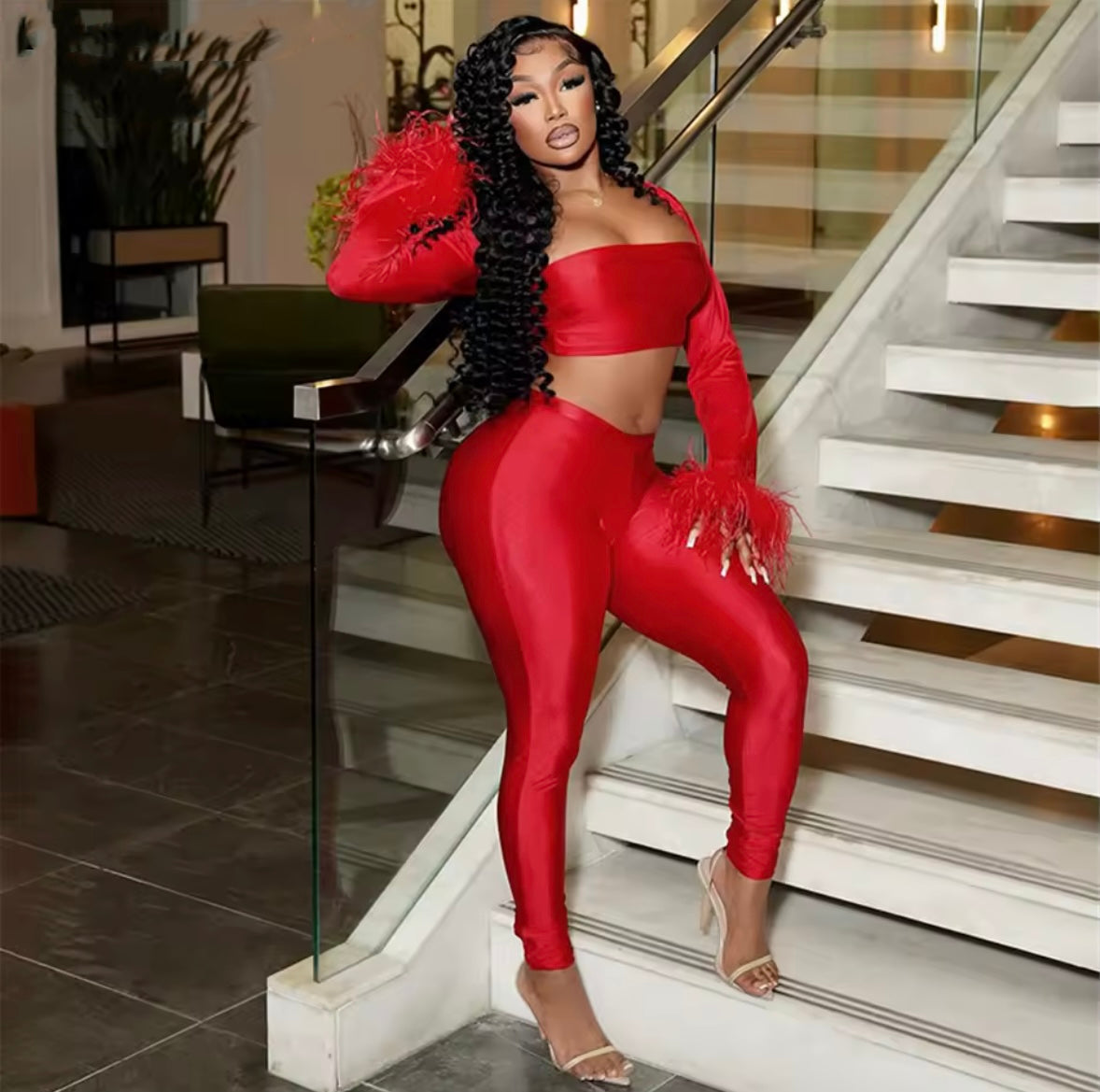 “Meow” Red 3 Piece Set