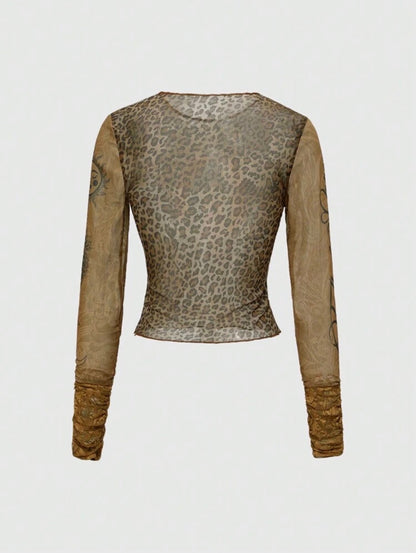 “Leopard English” Mesh Top