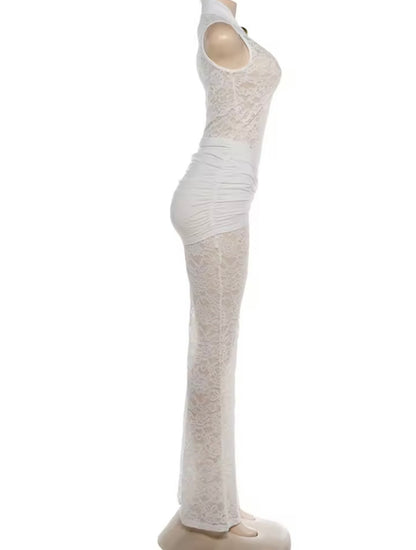 “Lexi Lace” White Jumpsuit