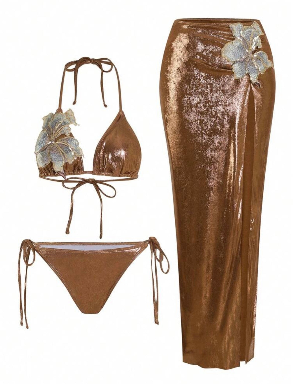 “Baby Bliss” Brown 3 Piece Swimsuit