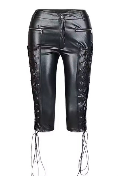 “Brahmin” Black Leather Shorts