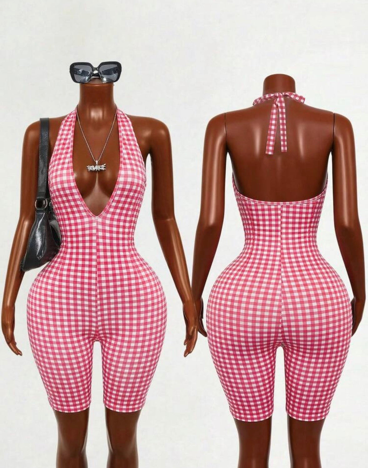 “Check It” Pink Romper