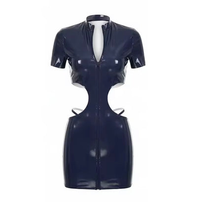 “Latex Look” Blue Dress
