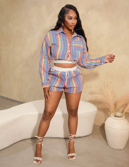 “Amelia Stripes” Multicolor 2 Piece Set