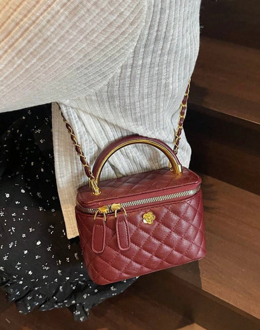 “Harlem Square” Burgundy Handbag