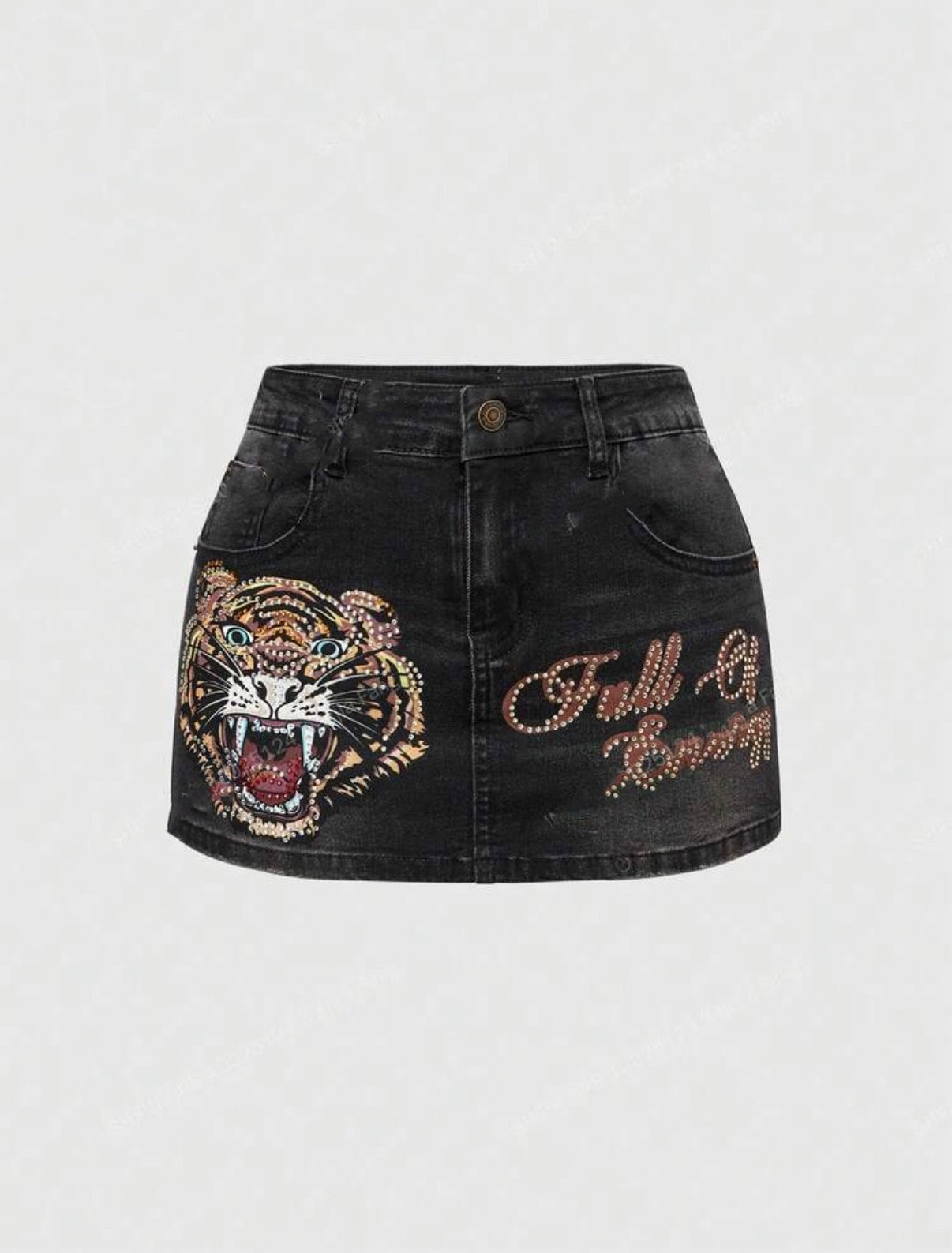 “Tony Tiger” Black Denim Skirt