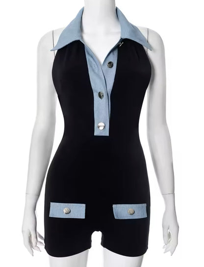 “Alexis” Black Romper