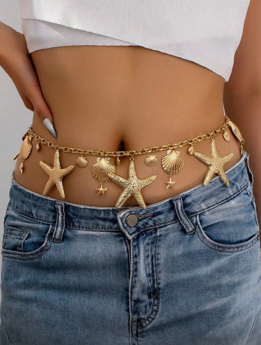 “Starfish” Gold Chain Belt