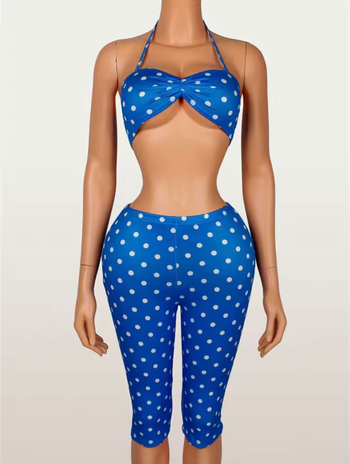 “Polka Mami” Blue 2 Piece Set