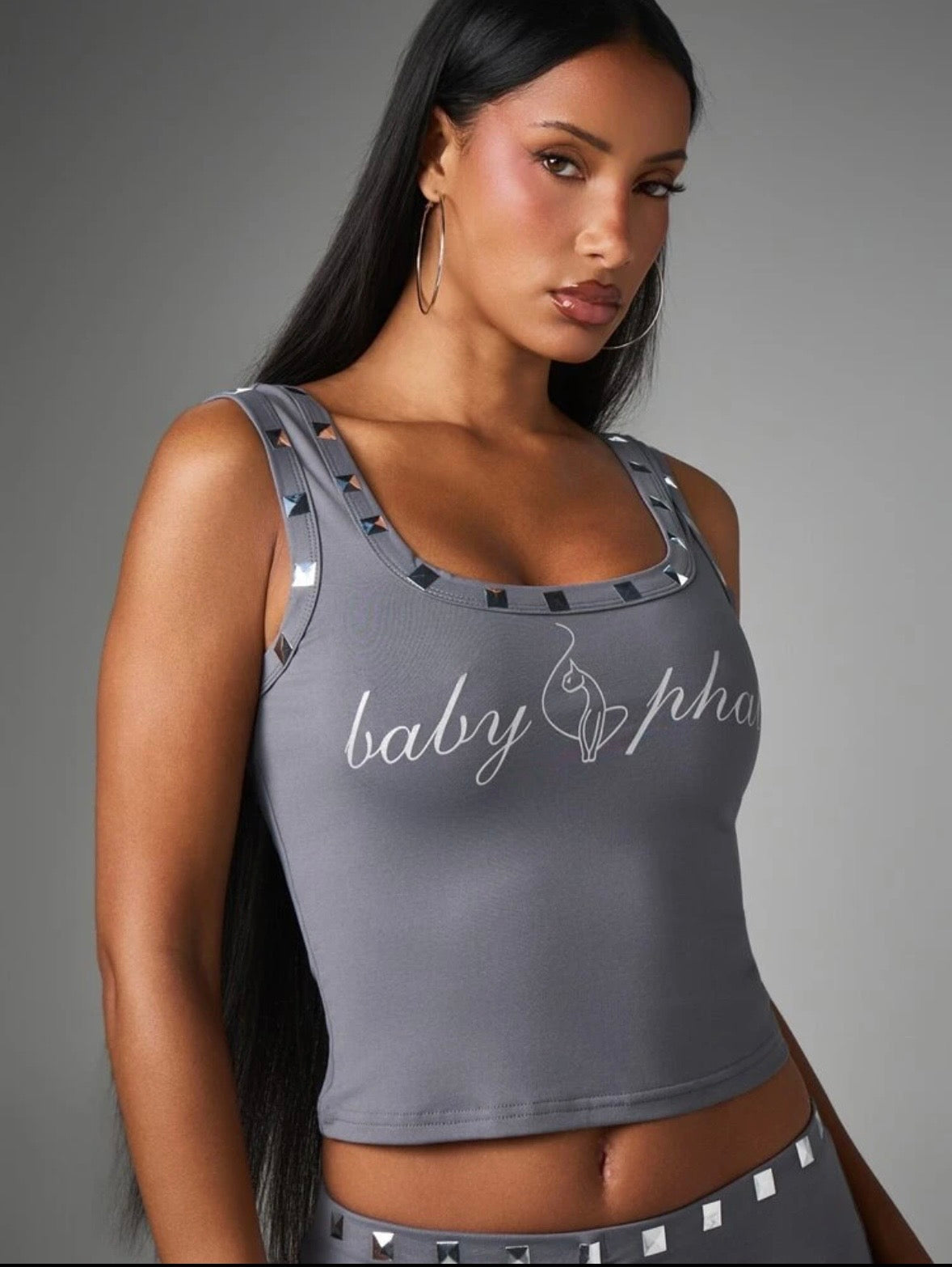 “Baby Phat Studded” Grey Top