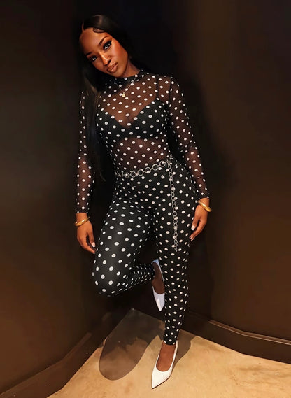 “Peek A Boo” Polka Black 2 Piece Set