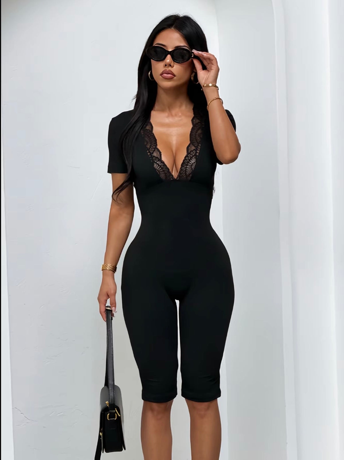 “No Small Talk” Black Romper