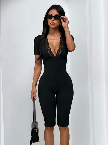 “No Small Talk” Black Romper