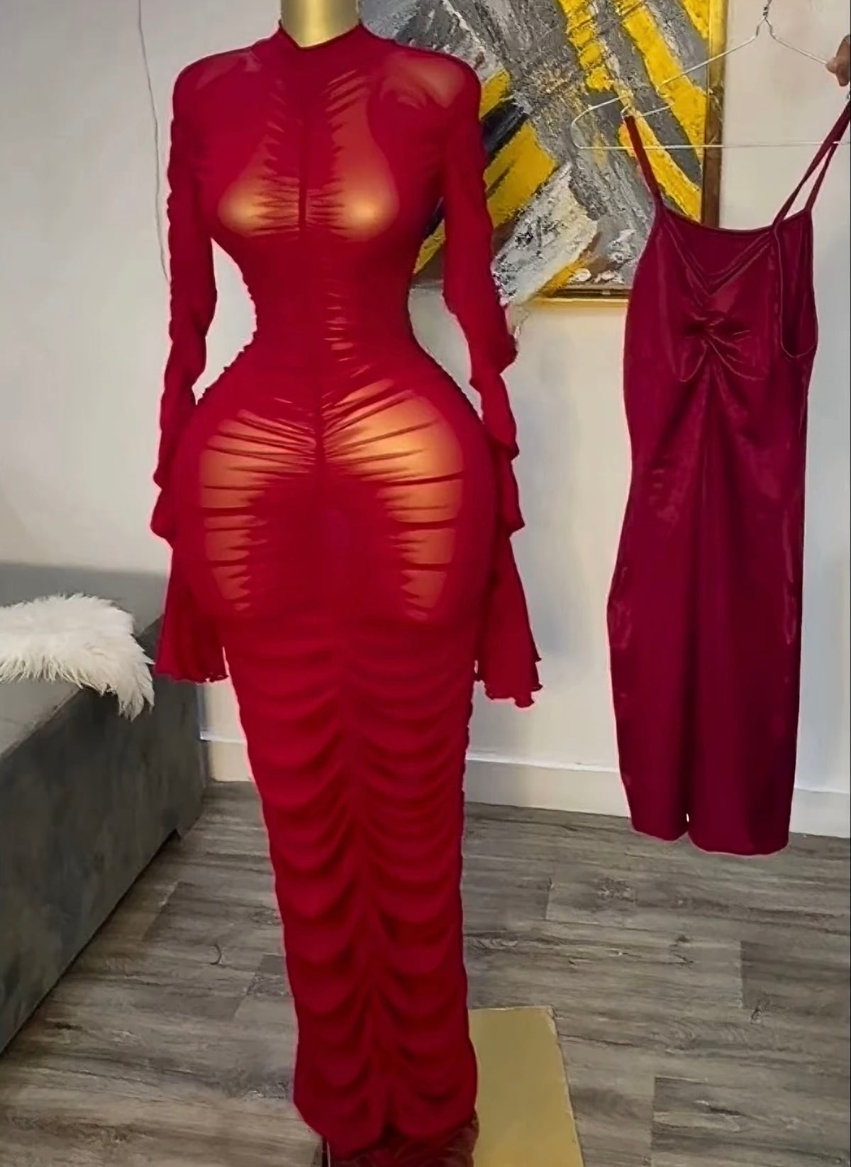 “Sheer Arrogance” Red Dress