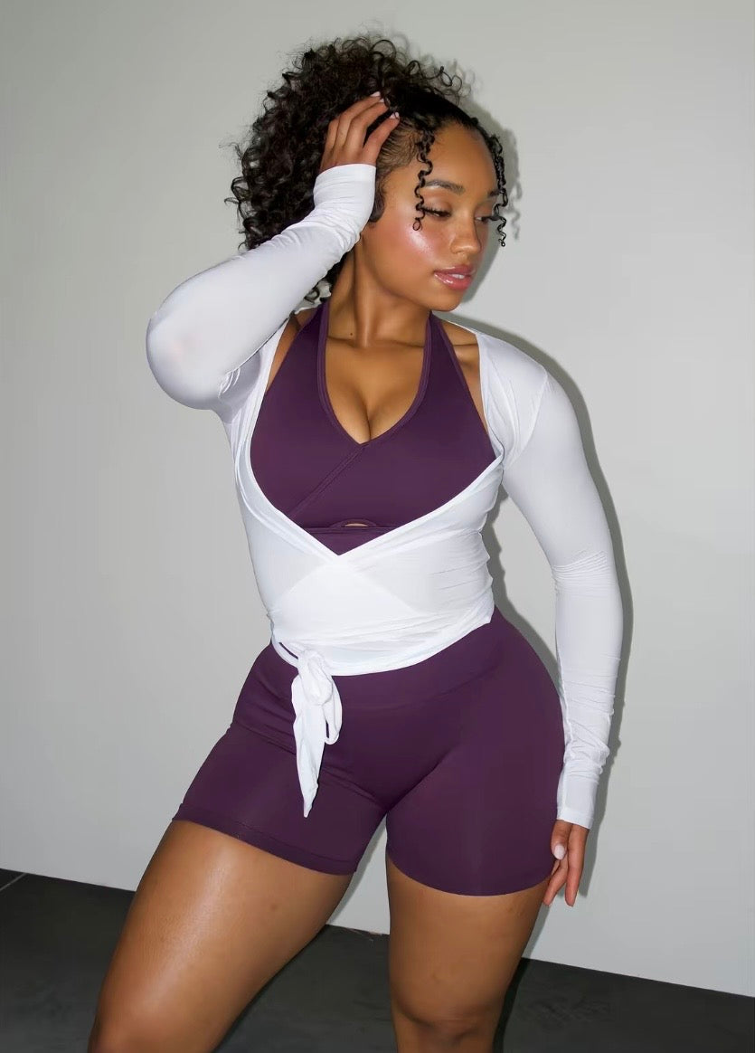 “Ashanti Active” Brown Wrap Top