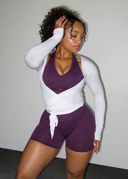 “Ashanti Active” Brown Wrap Top