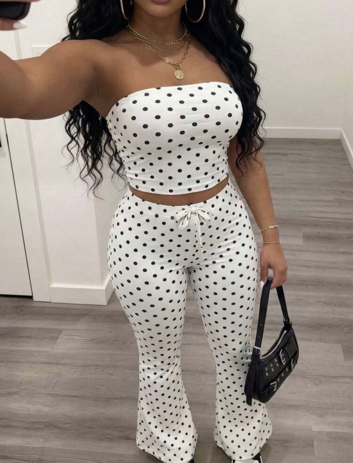 “Polka Lee” White 2 Piece Set
