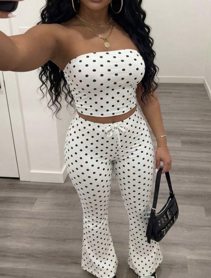 “Polka Lee” White 2 Piece Set