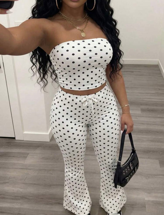 “Polka Lee” White 2 Piece Set