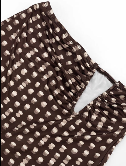 “Punctual Polka” Brown 3 Piece Set