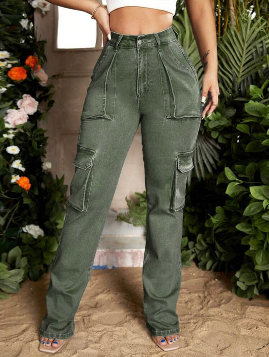 “Dakota Denim” Green Cargo Jeans