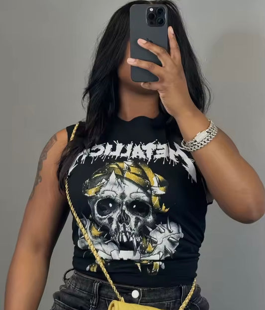 “Yellow Skull” Black Top