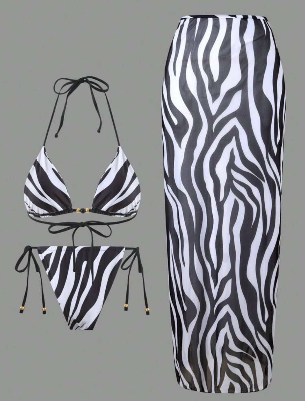 “Zerox Zebra” 3 Piece Swimsuit