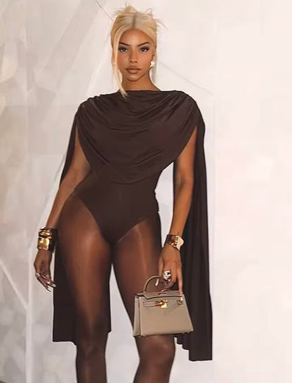 “Tassle Swan” Brown Bodysuit