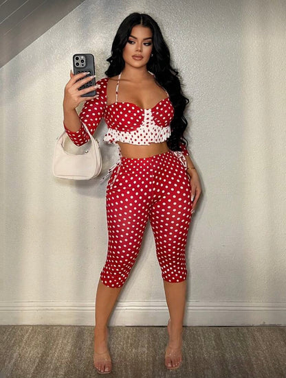 “Polka Miami” Red 2 Piece Set