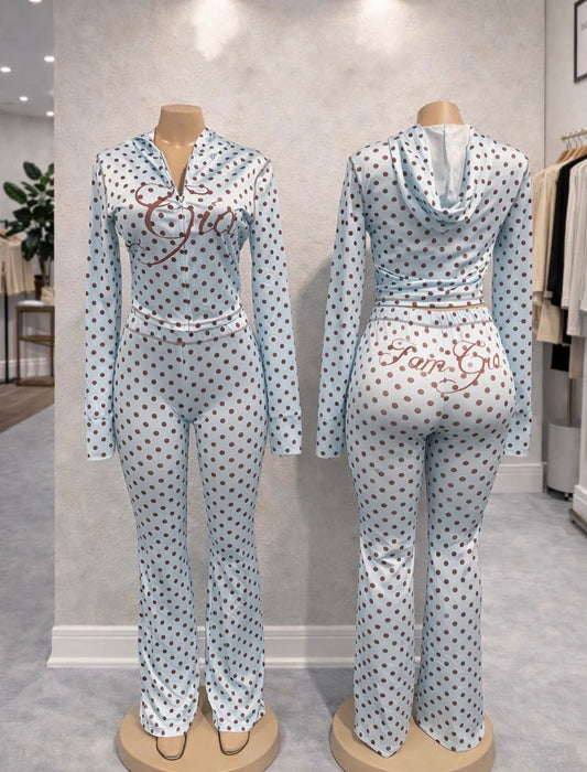 “Gia Is Me” Blue Polka 2 Piece Set