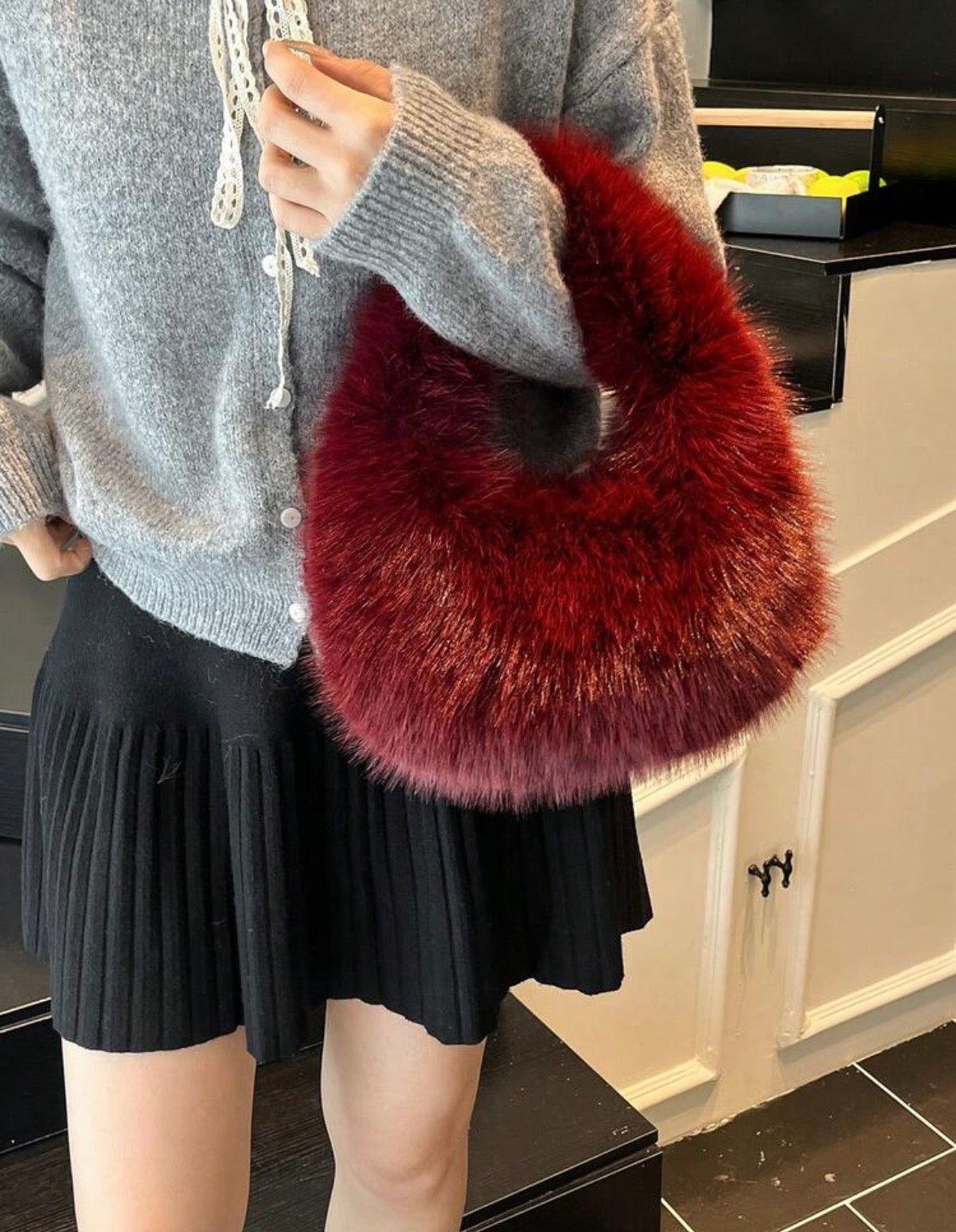 “Forever Furr” Burgundy Handbag