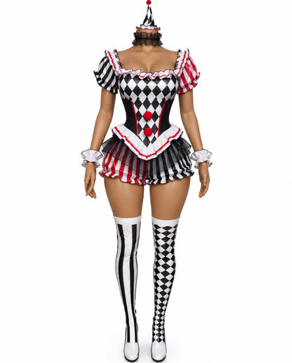 “Harlequin Hottie” Multicolor 4 Piece Costume Set