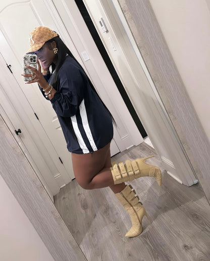 “Windbreaker Jersey” Blue Dress