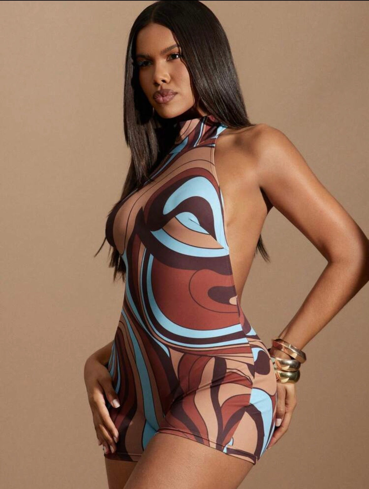 “Sarah Swirl” Multicolor Romper