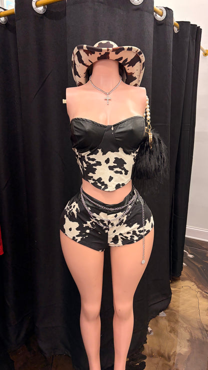 “Cowgirl” Black Leather 2 Piece Set