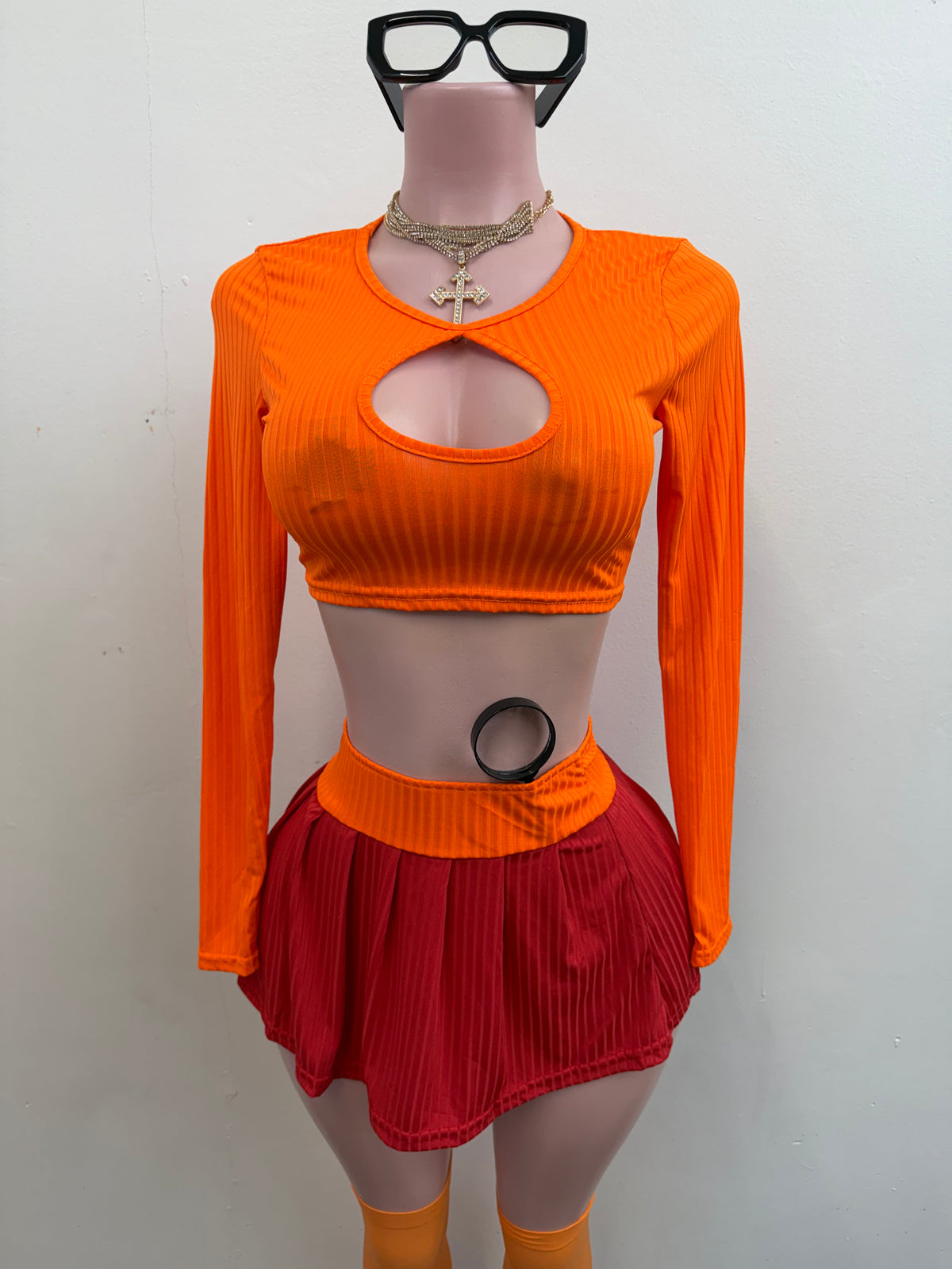 “Velma” Orange 4 Piece Costume