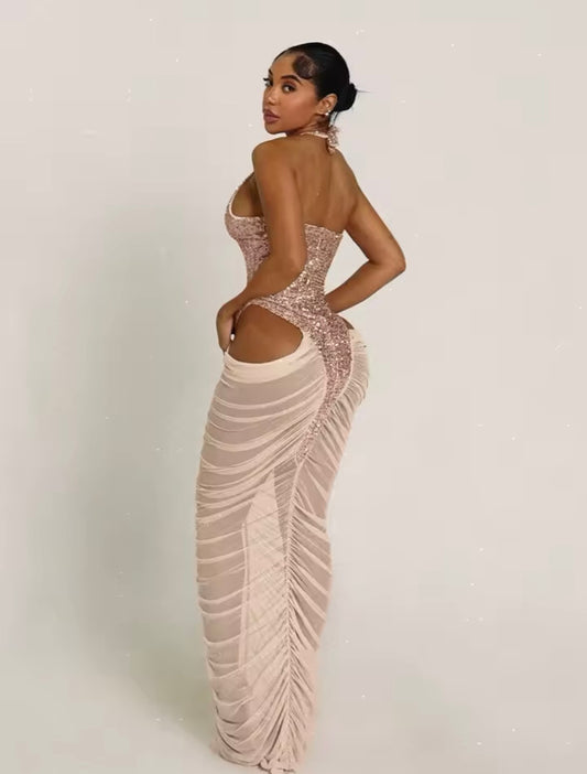“Dazzling Goddess” Nude Dress
