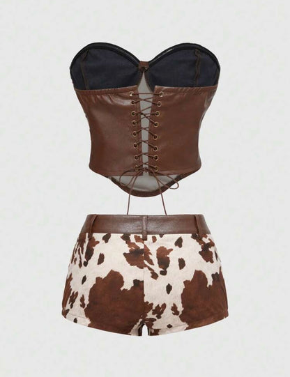 “Cowgirl” Black Leather 2 Piece Set