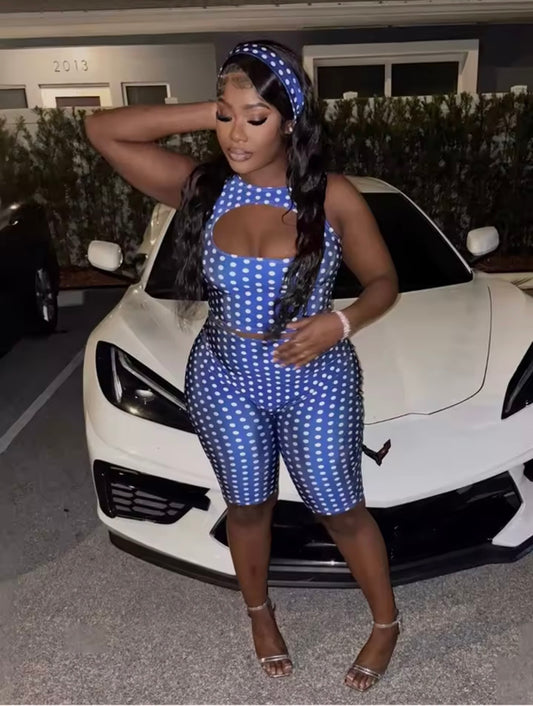 “Polka Press” Blue 2 Piece Set
