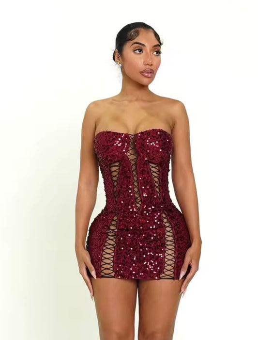 “Eyes On The Prize”  Burgundy Dress